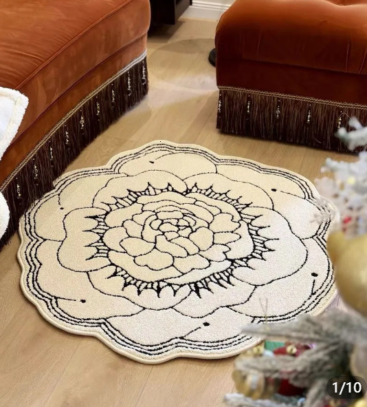 Waterproof and Stain-Resistant Carpet with a High-End Feel, No-Maintenance Lazy Bedroom Irregular Shaped Living Room Coffee Table Rug, Non-Slip ddmyth