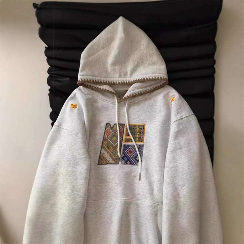 American Style Embroidered Edge Hooded Sweatshirt for Women Spring Autumn New Loose Oversize Top Jacket