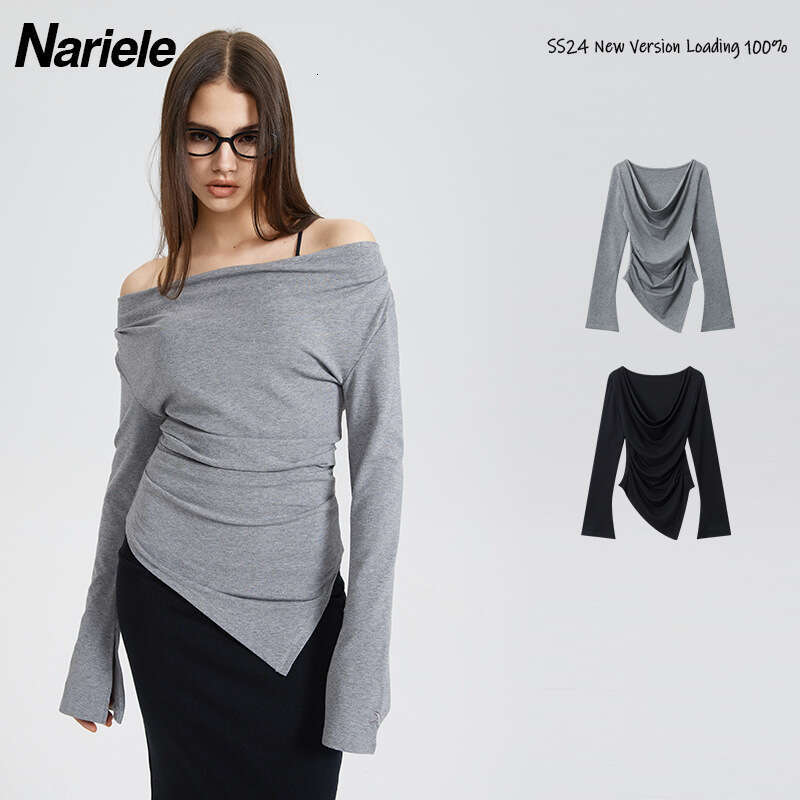 Heyhenry Trendy Brand Pure Desire Sweet Spicy Girl Irregular Off-Shoulder Top Design Sense Niche Base Shirt For Women B5