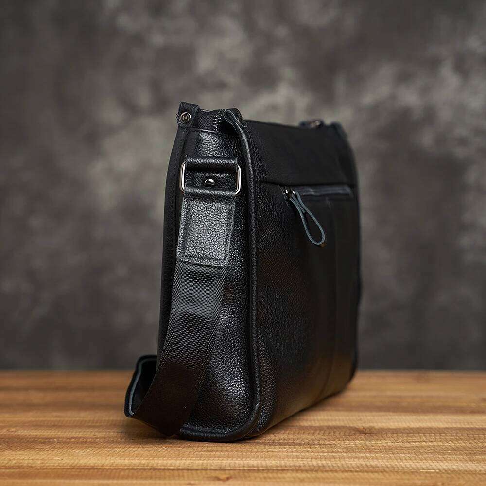 ZRCX Men's Soft Leather Shoulder Head Layer Cowhide Casual Simple Business Messenger Bag Horizontal Large-Capacity