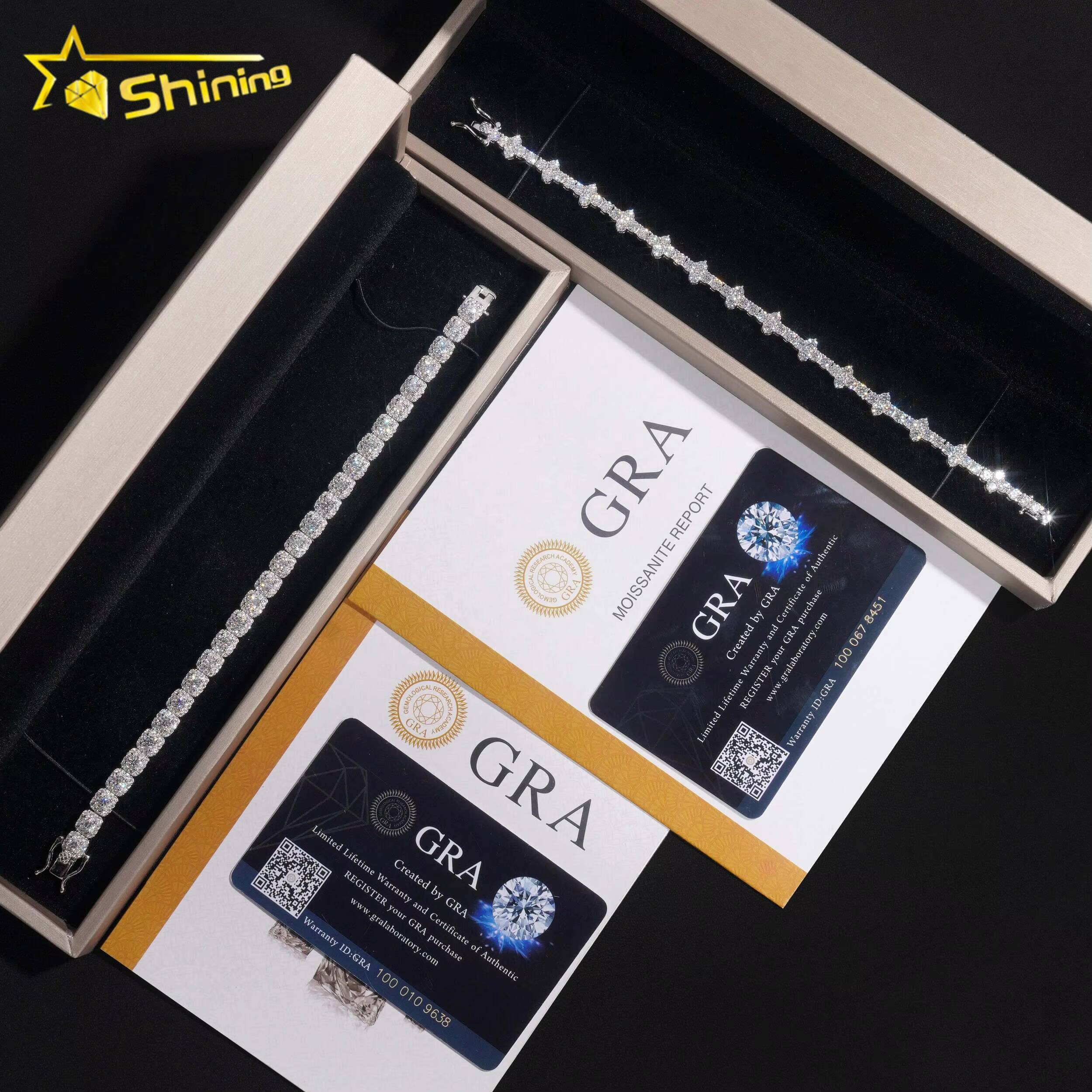 Punk Style Mens Jewelry Iced Out 18K Gold 925 Sterling Silver VVS Moissanite Diamond Cross Tennis Bracelet With GRA Certificate