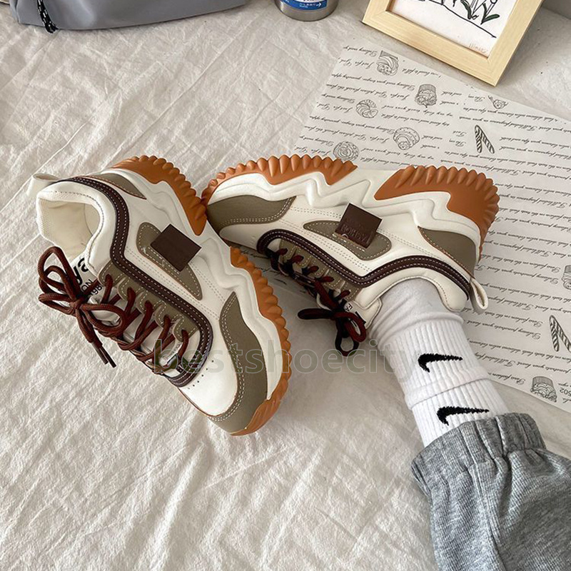 new outdoor running shoes womens trainers chunky sneakers casual round toe soft sole comfortable black khaki daily wear women shoes size 35-40