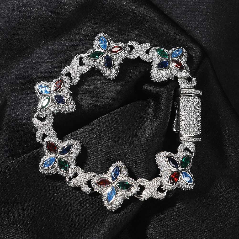 TBTK Multi Color CZ Floral Infinity Chain Bracelet Micro Paved Out 5A+ Cubic Zircon Clover Anklet Luxury Jewelry G250820