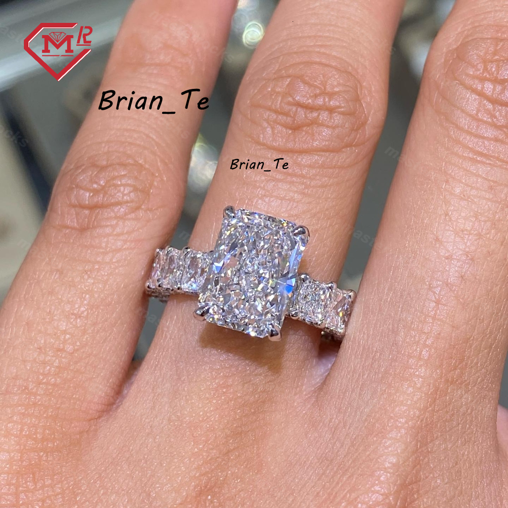 Luxury Moissanite Ring Eternity Baguette Cut Iced Out 2ct Vvs Moissanite Diamond Engagement Rings