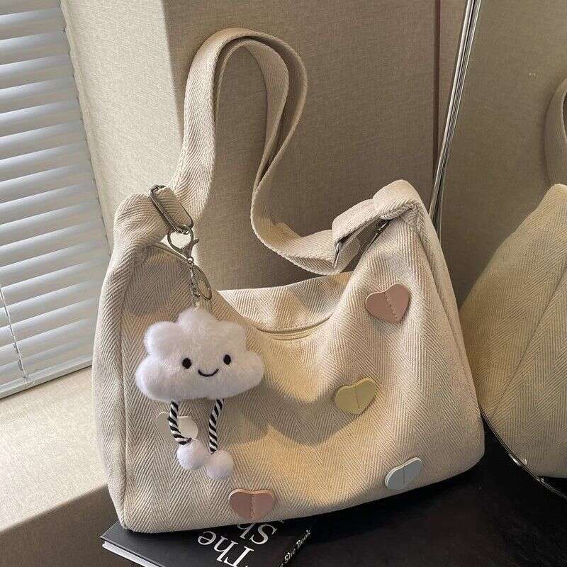 Canvas for Women 2025 New Trendy Autumn Winter Simple Versatile Large Capacity Shoulder Casual Commuting Crossbody Dumpling Bag