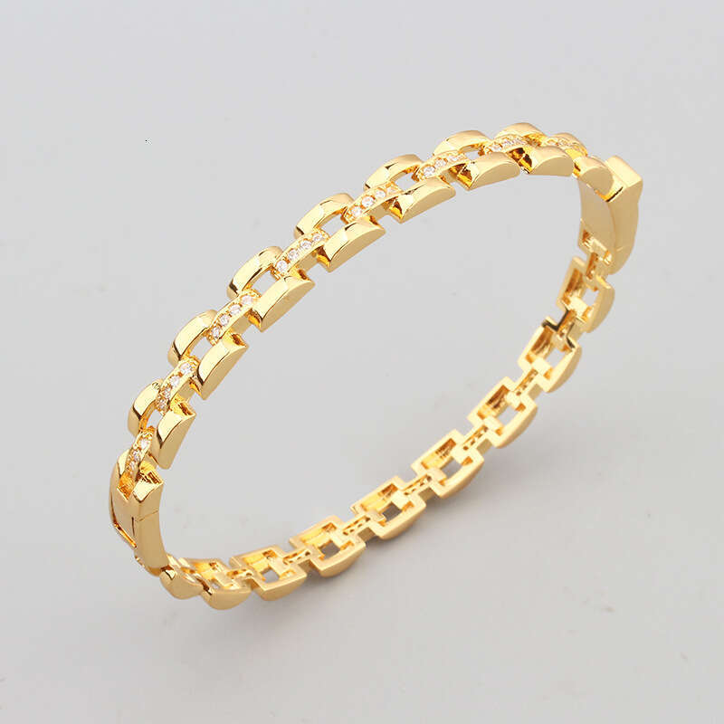 Korean Style Fashion Square Chain Hollow Bracelet Inlaid with Zircon Fresh and Elegant Women's Jewelry Ring