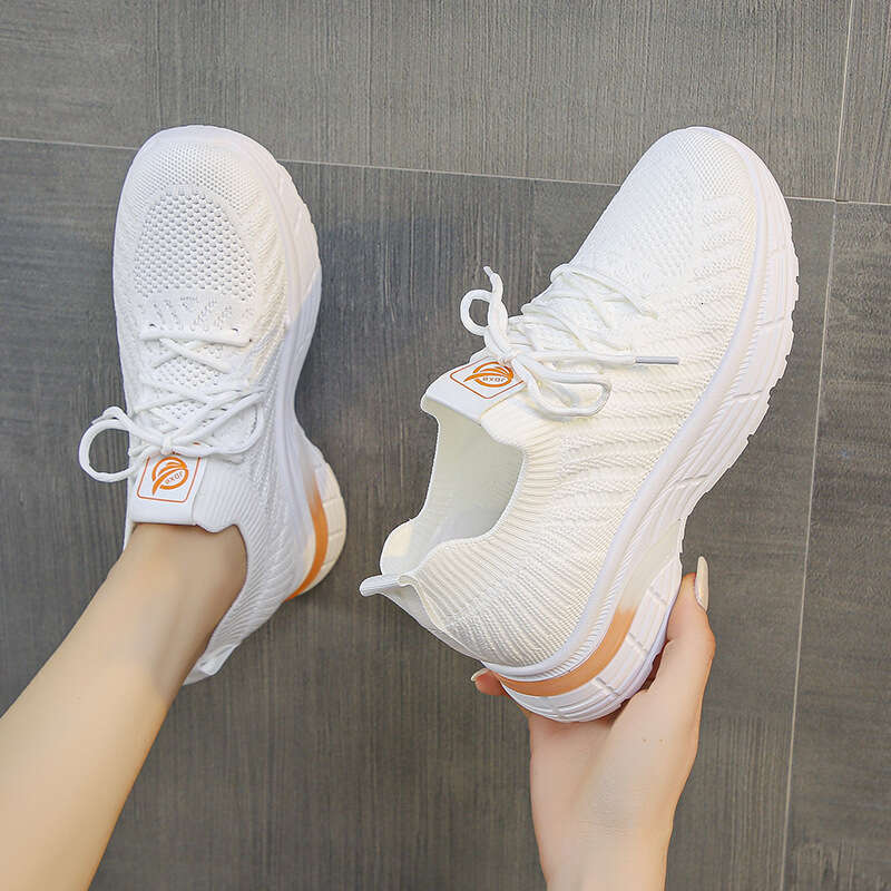 High-End 2023 Summer New Mesh Single Versatile Flyknit Casual Women's Shoes Thick-Soled Lightweight Breathable Sneakers