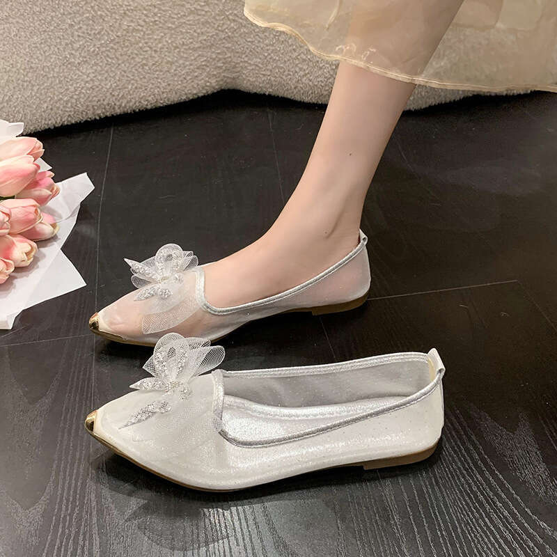 Shallow Mouth Single Shoes 2023 Spring Summer New Korean Fashion Bowknot Slip-On Loafers for Women