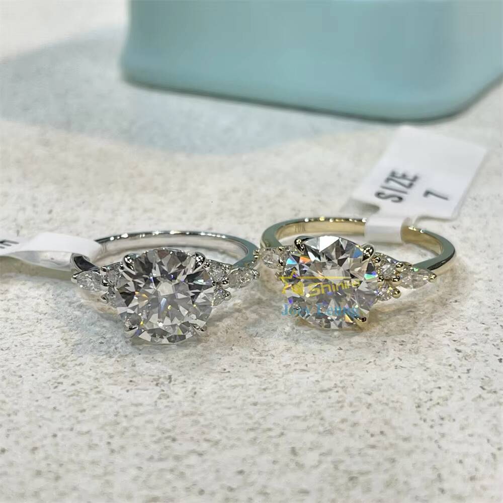 Women Moissanite Diamond Jewelry Solid Gold Silver Trendy Moissanite Wedding Ring Round Brilliant Cut Moissanite Wedding Ring