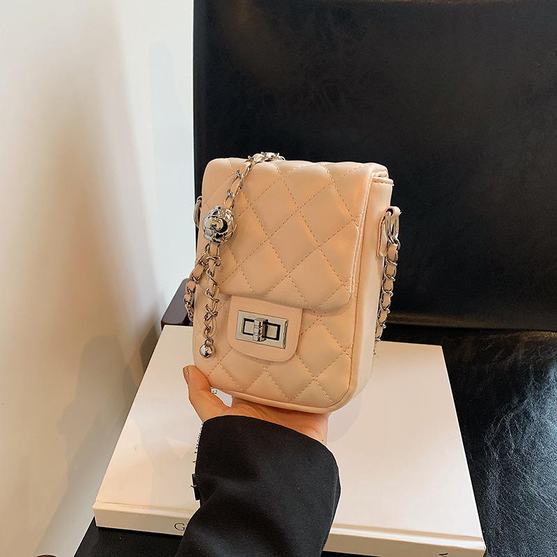 Free Shipping Designer High-end Diamond Grid Women's Chain Shoulder Bag New Small Fragrance Style Mini Handbag Fashionable Trend Crossbody Phone 