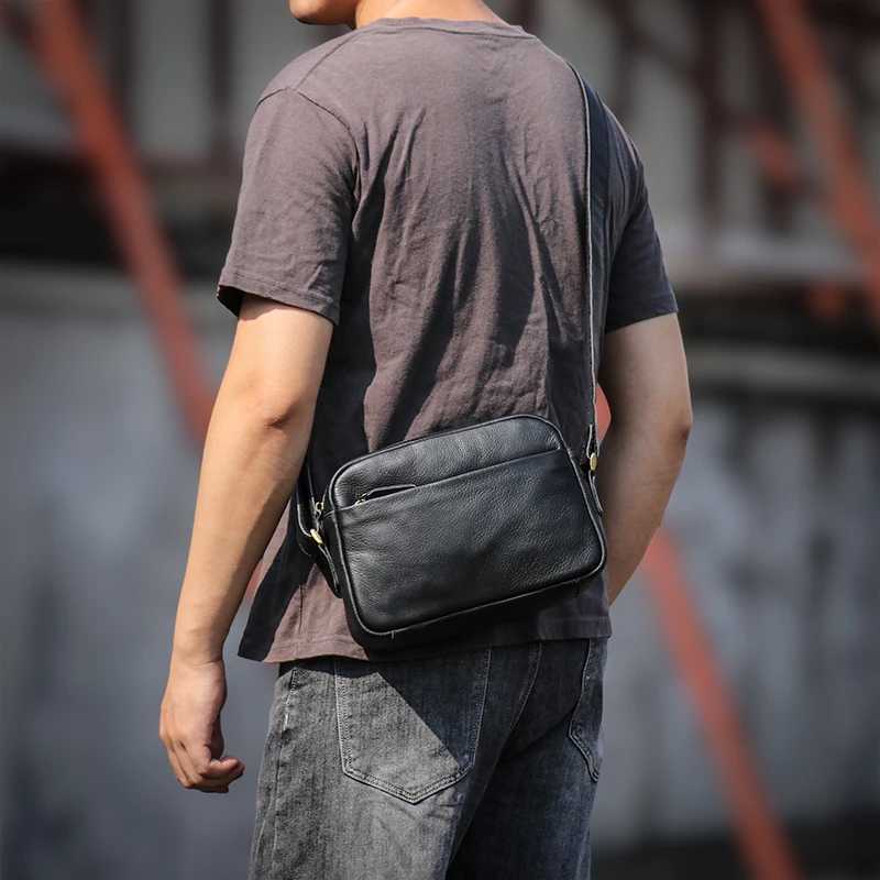 GURO Mens Genuine Leather Shoulder Bag Natural Cowhide Crossbody Casual Small Satchel Mobile Phone Bag For 7.9 Inch IPad Y250819