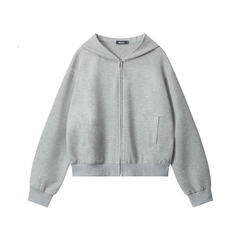 Heyhenry Spring And Autumn Star Print Design Cardigan Hooded Short Sweatshirt Women Loose Coat B5