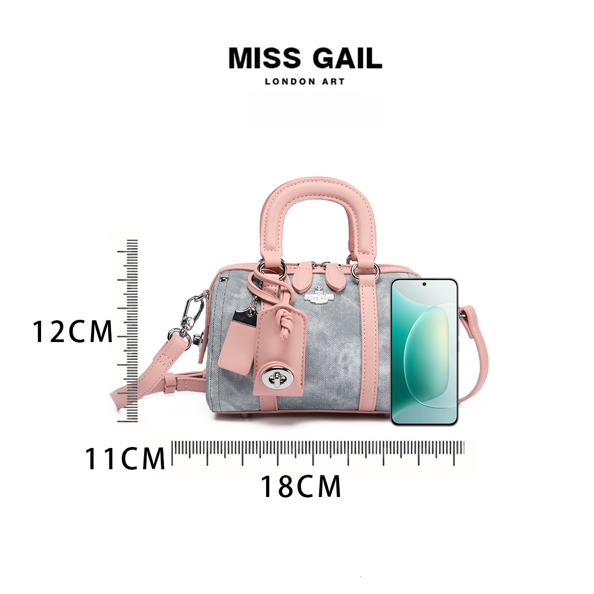 Free Shipping Designer Luxury Women's High Beauty Gradient Handbag Sweet Boston Bag New Denim Single Shoulder Crossbody Bag Casual Makeup Bag