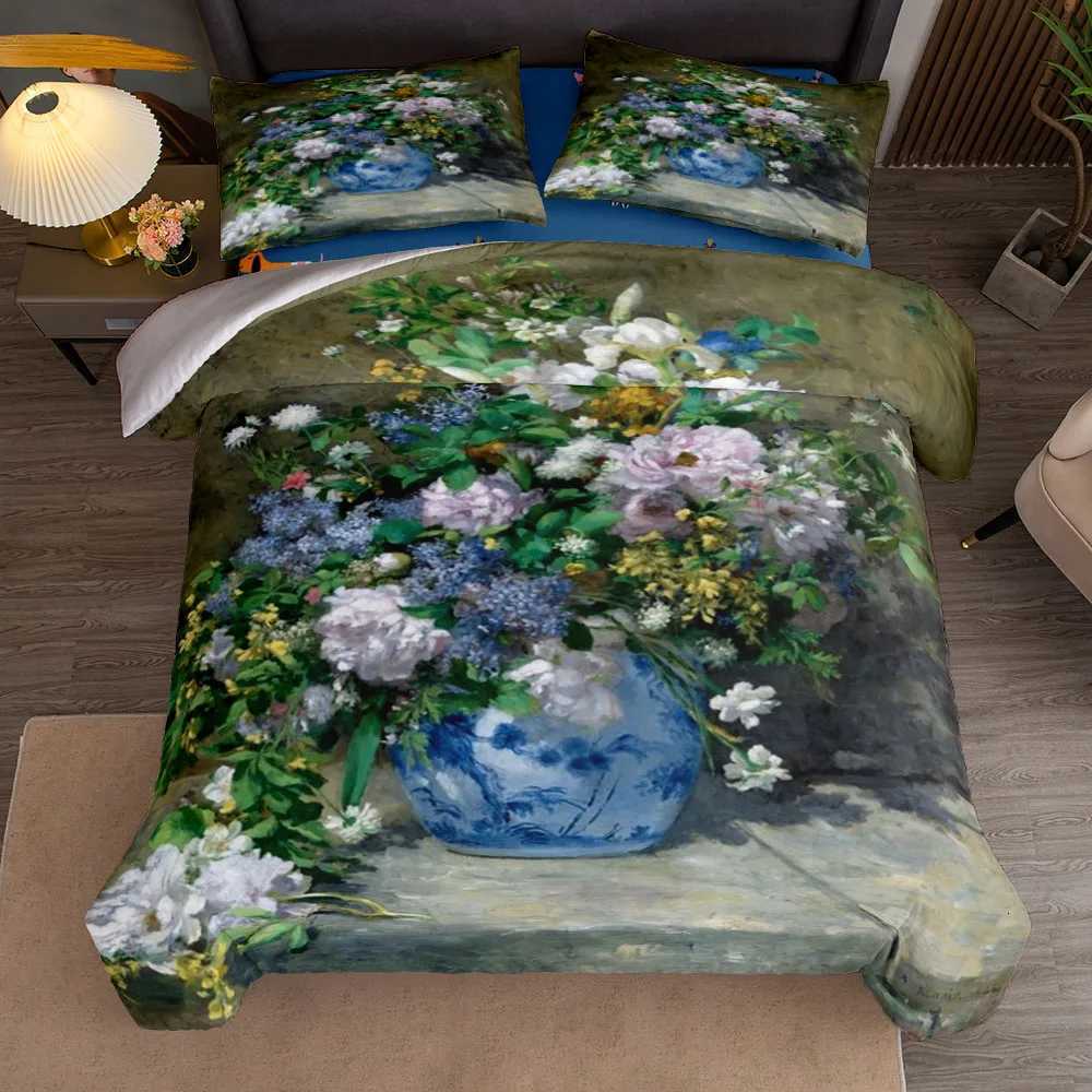 Pierre Auguste Renoir Wild Spring Bouquet Duvet Cover Set King Queen Double Full Twin Single Size Bed Linen Set Y250819