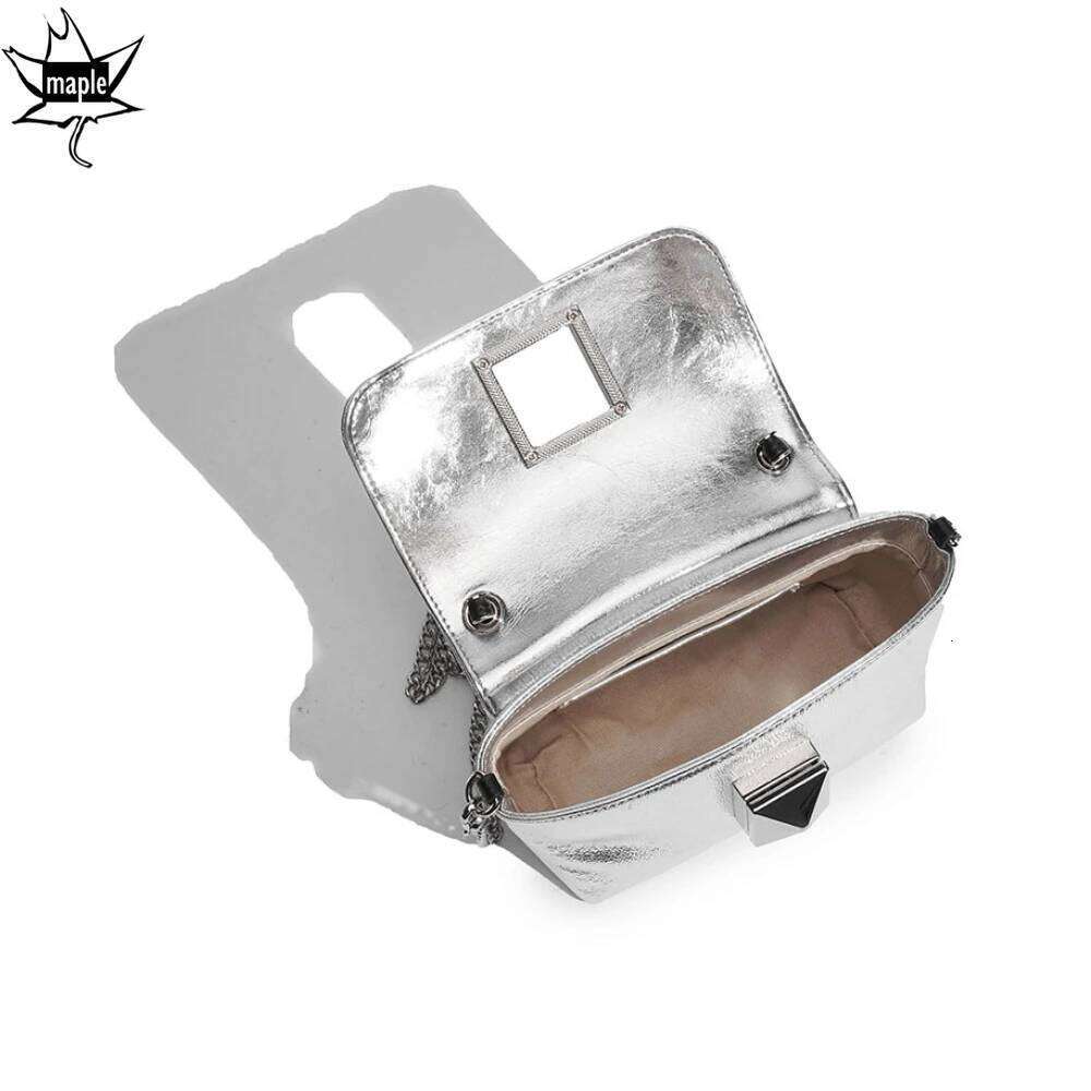 Designer Bags 2025 Summer Chic Chain Strap Rivet Design Women Crossbody Cowhide Leather Female Shoulder Bag Small All-Match Phone Purse Luxury Bag