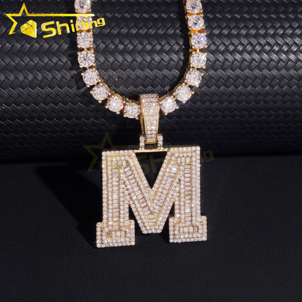 Custom Made Hip Hop Jewelry 10K 14K 18K Real Gold Lab Diamond Iced Out Hip Hop Initial Pendant High-End Hand Setting Jewelry