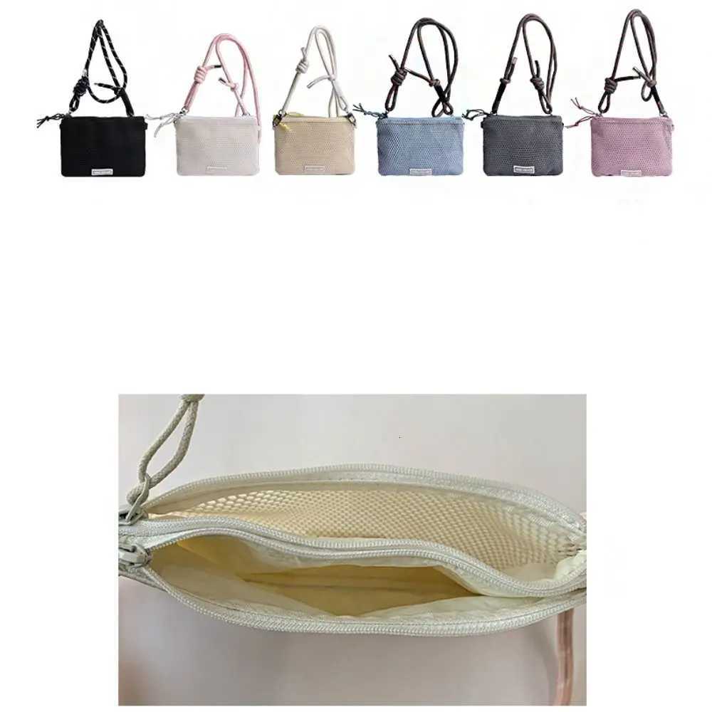Sweet Korean Style Nylon Mesh Bag Double-layer Purse Nylon Crossbody Bag Solid Color Wallet Bags Mobile Phone Bag Outdoor Y250819