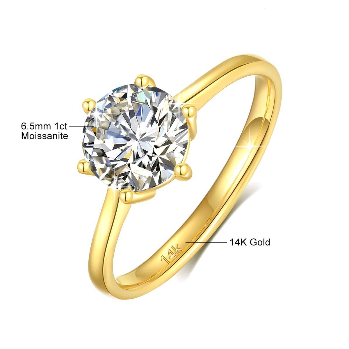 Luxury Gold Jewelry Supplier Woman 1ct 2ct 3ct Moissanite Diamond Hard Hollow 14K Gold Engagement Rings
