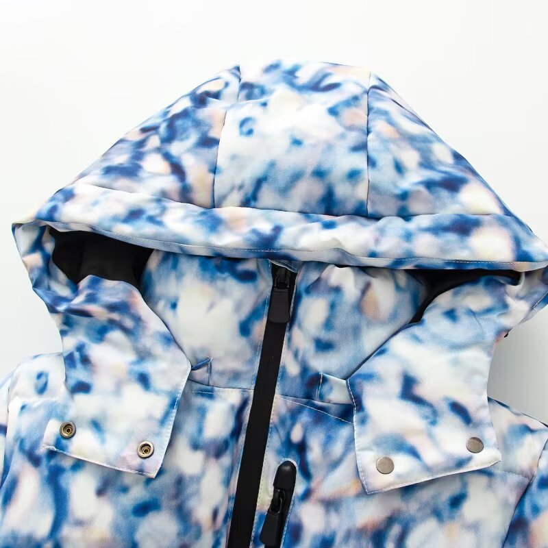 Women's Down 2025 European And American Cross-Border Fashion Simple Versatile Ski Series Waist-Cinching Hooded Cotton Jacket