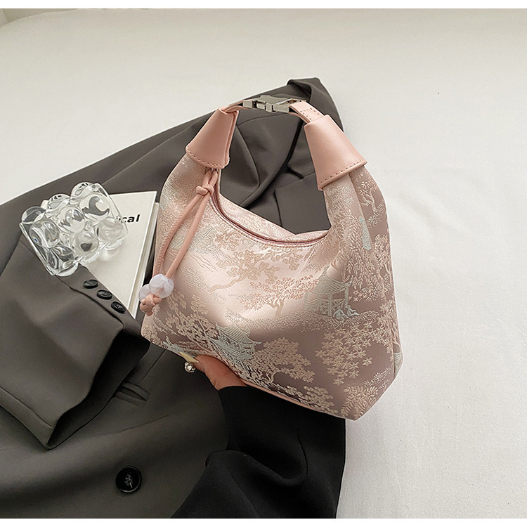 2025 Autumn Handheld New Chinese Women's Bag Fashion Embroidered Pea Bag Niche Simple Women's Crossbody Bag Women's Crossbody Bag Desig