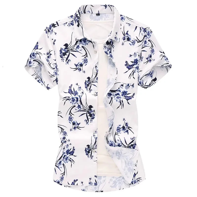 Blue Printed Long Sleeve Shirt Mens Fashion Casual Shirts Single Breasted Lapel Asian Size M7XL 250808