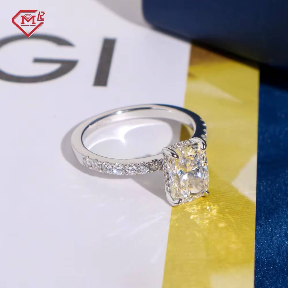Engagement Diamond Ring Wedding Custom Jewelry 925 Silver D-VVS1 Radiant Cut Lab Grown Diamond Ring