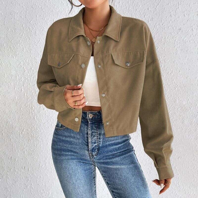 Women's Clothing Polo Collar Button Casual Jacket For Women