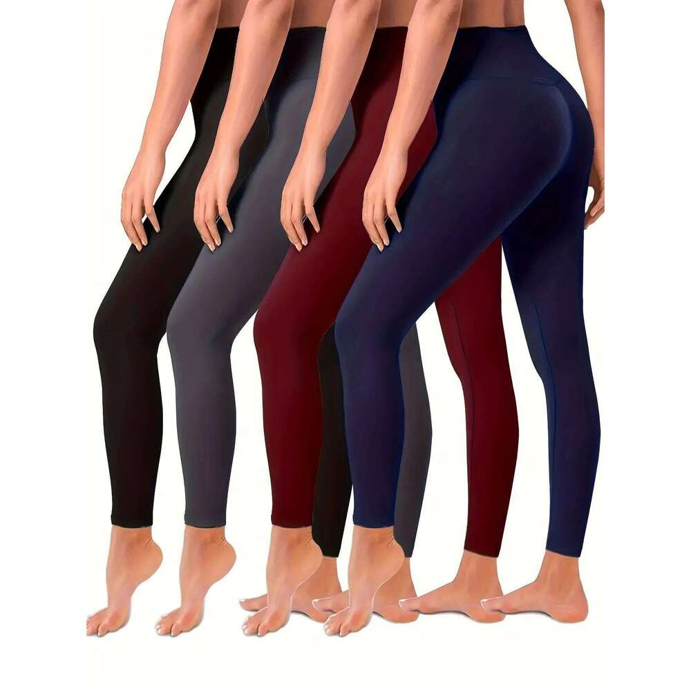 Women's Yoga Leggings Black Solid Tight Sports Cycling Pants