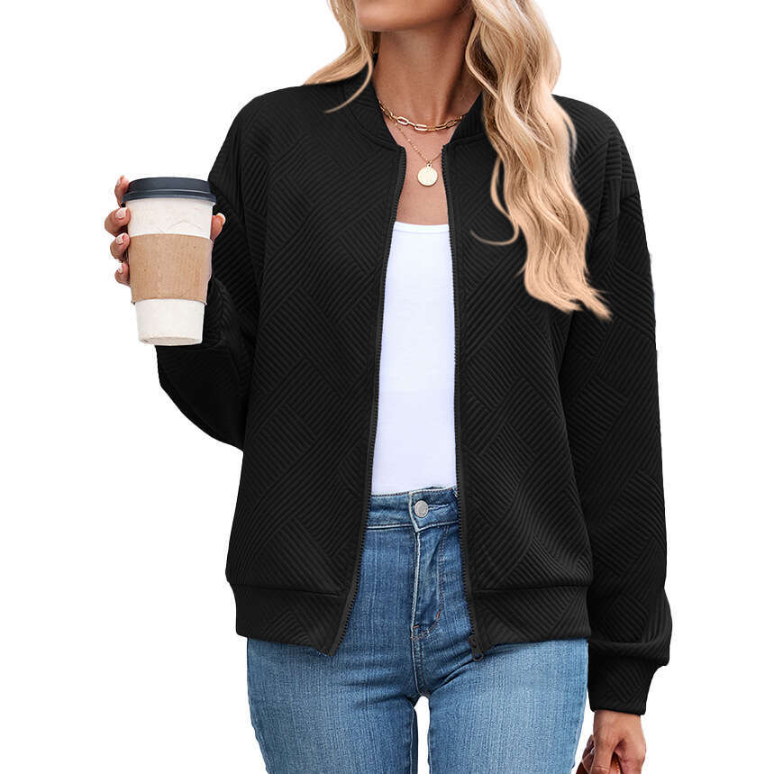 Autumn and Winter New Solid Color Round Neck Zipper Loose Long Sleeve Sweatshirt Baseball Uniform