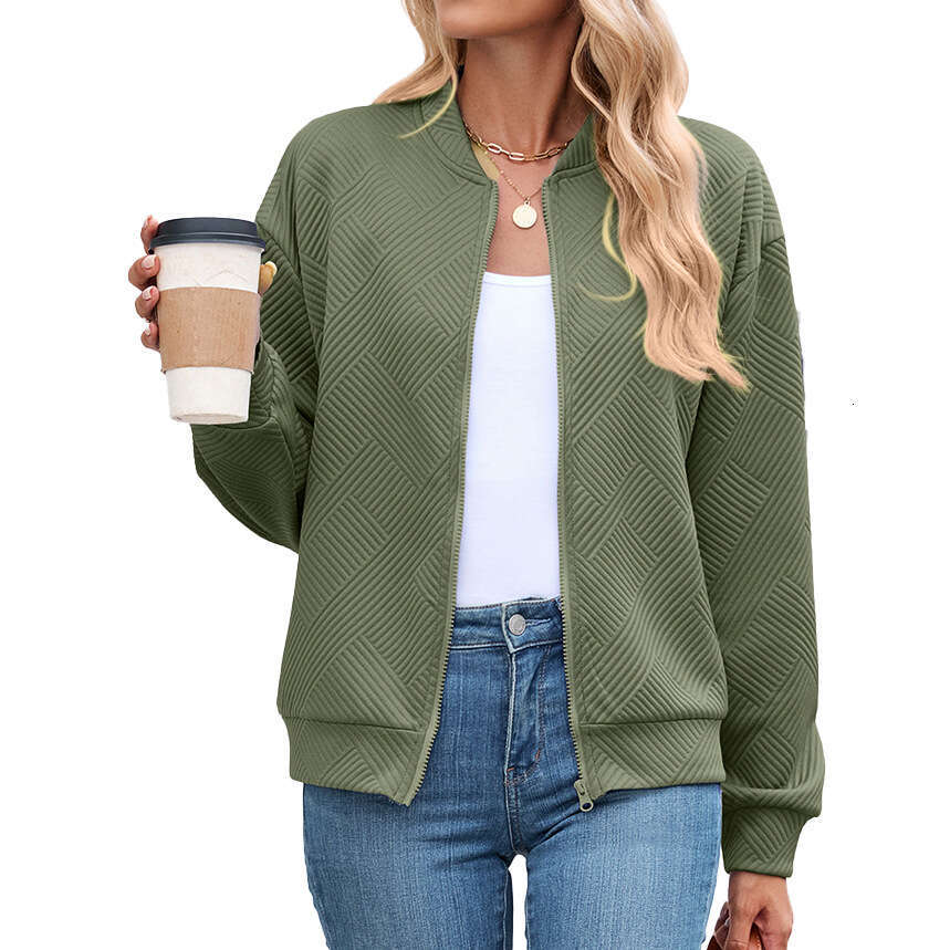 Autumn and Winter New Solid Color Round Neck Zipper Loose Long Sleeve Sweatshirt Baseball Uniform