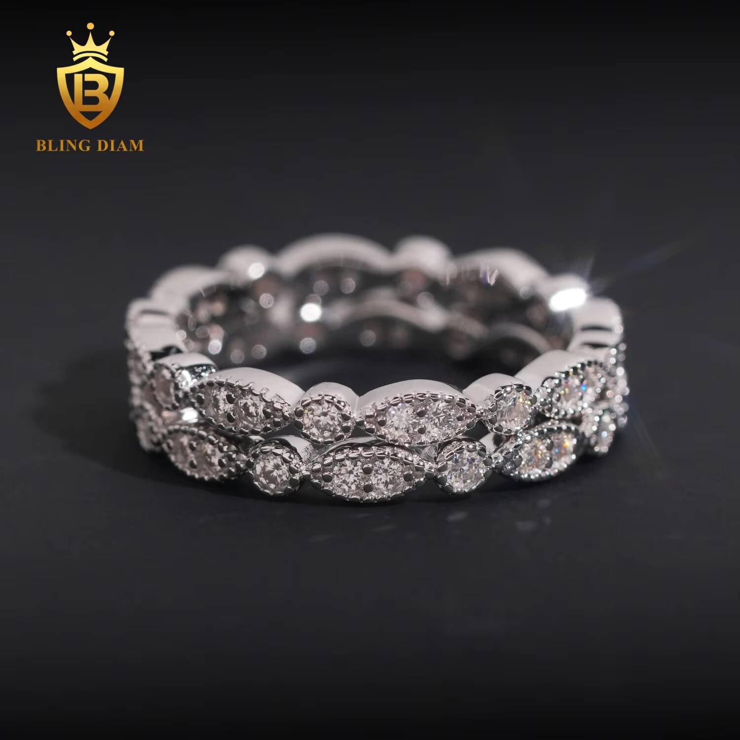 GRA Certified 925 Sterling Silver Gold Plated Hip Hop Jewelry VVS Diamond Moissanite Hip Hop Ring