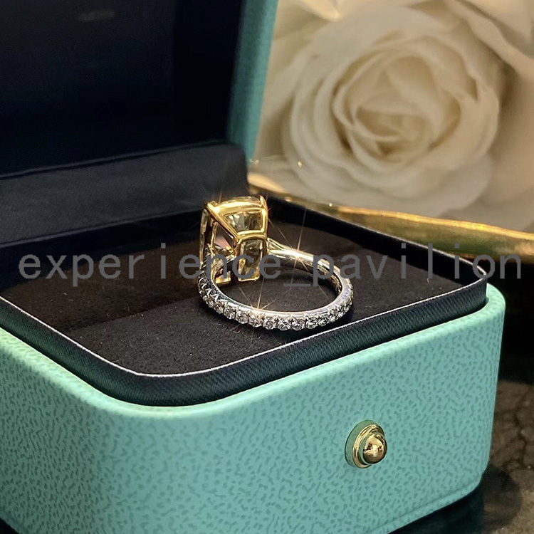 18K Gold With 5ct Flower Cut Iced Out Vivid Yellow Color Emerald moissanite Diamond Woman Ring for Wedding Fine Jewelry - view 6