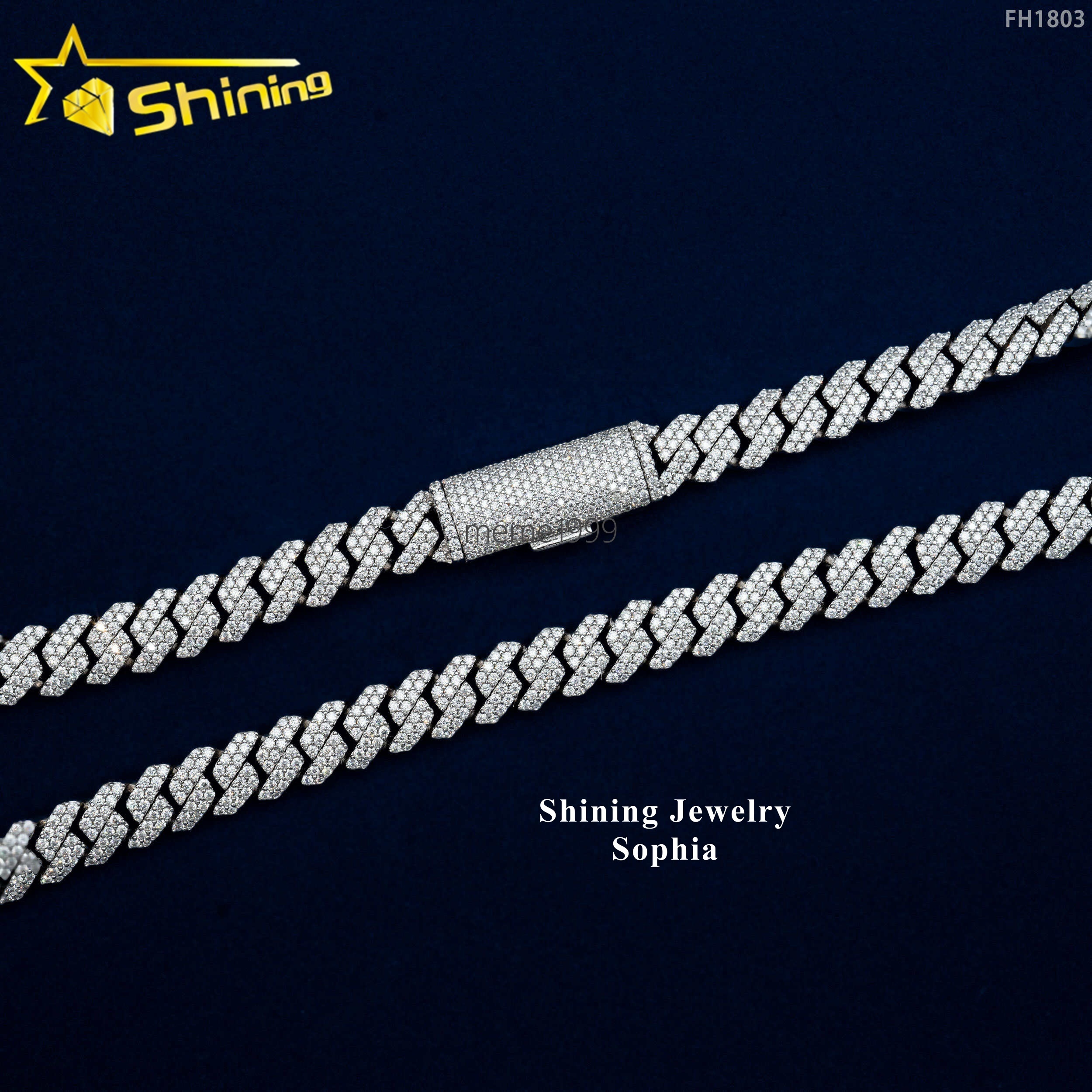 Wholesale Factory China Hip Hop Jewelry Necklace 925 Sterling Silver Micro Pave moissaniteia Diamond moissanite Cuban Link Chain