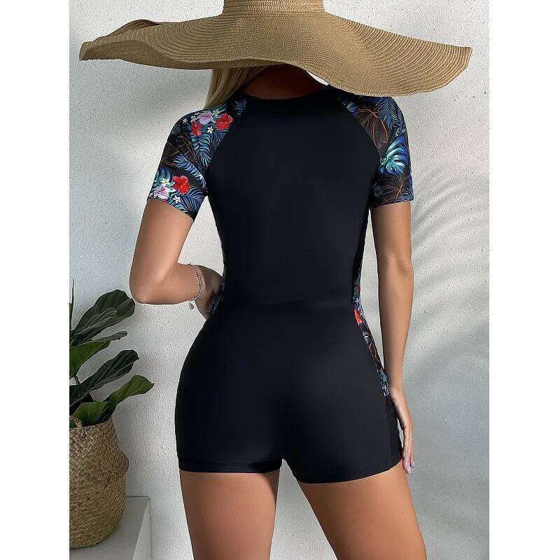 2024 Sexy One Piece Women Swimwear Push Up Bathing Patchwork Monokini Four Corn Swimsuit Padded Swimming Suit