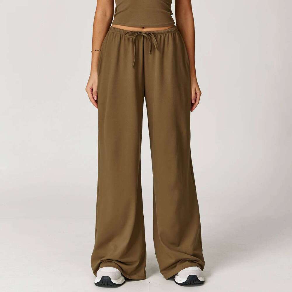 High Waist Yoga Hanging Wide Leg Loose Casual Women's Sports Fiess Running Elastic Drawstring Pants