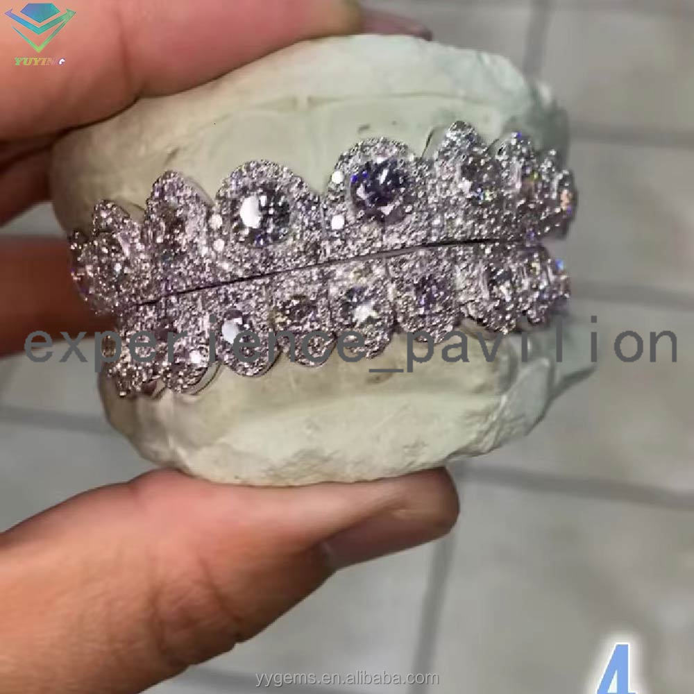 Hip Hop Custom Made Teeth Grillz Jewelry VVS Moissanite Diamond Tooth Grillz 10k 14k 18k Gold Silver Iced Out Grillz for Teeth
