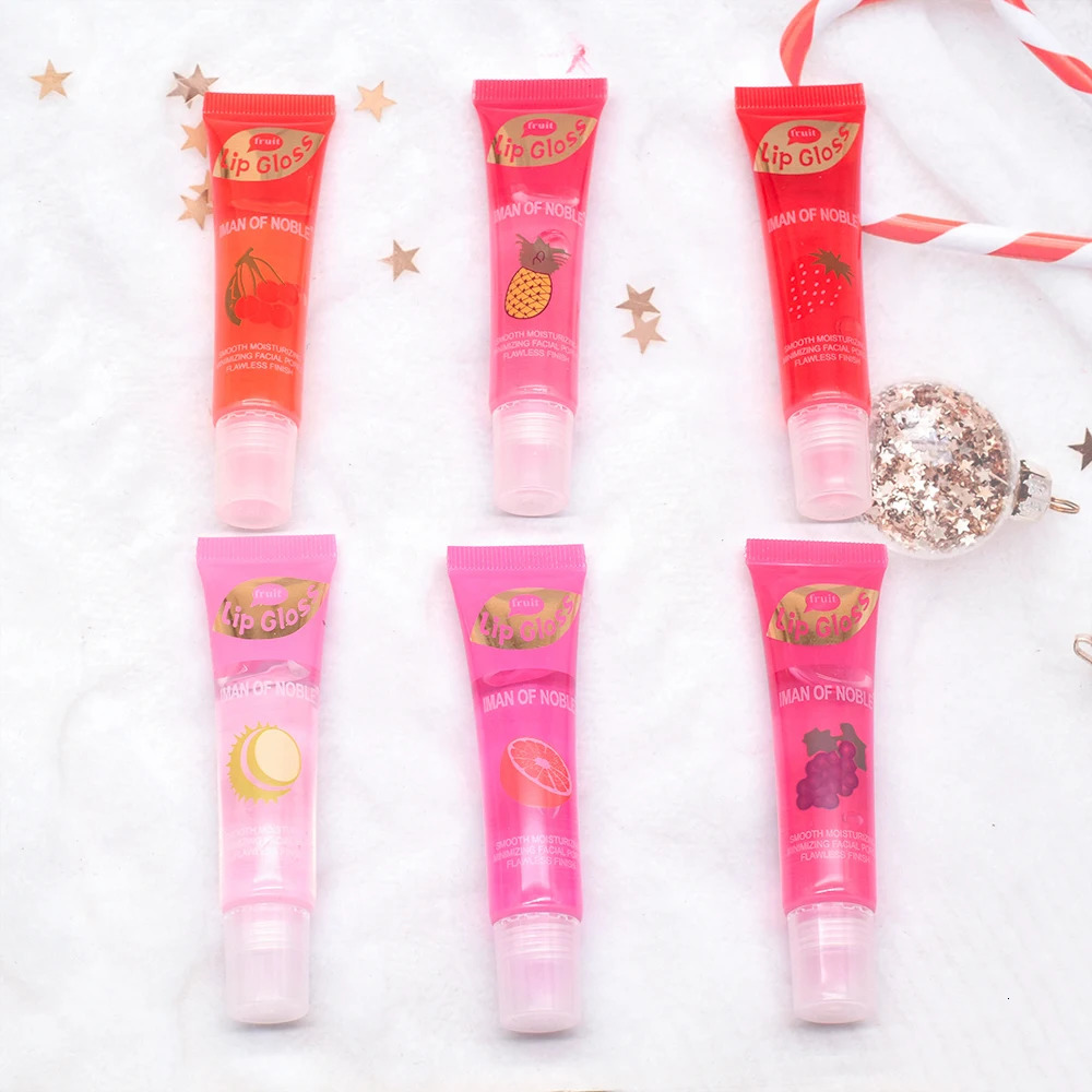 6pcsset Moisturizing Clear Lip Gloss Pineapple strawberry grapes Translucent Plumping Oils Gift Set 250809