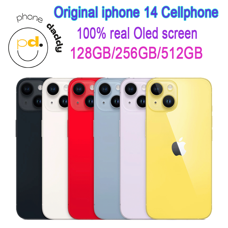 Unlocked Apple iPhone 14 Genuine RAM 6GB ROM 128GB 512GB A15 IOS 5G Cell Phone Support Face Recognition Nano Sim and esim