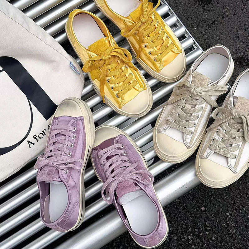 2025 Summer Silk Star Vintage Suede Leather Dirty Shoes Soft Sole Casual Sneakers for Women Ins Trend