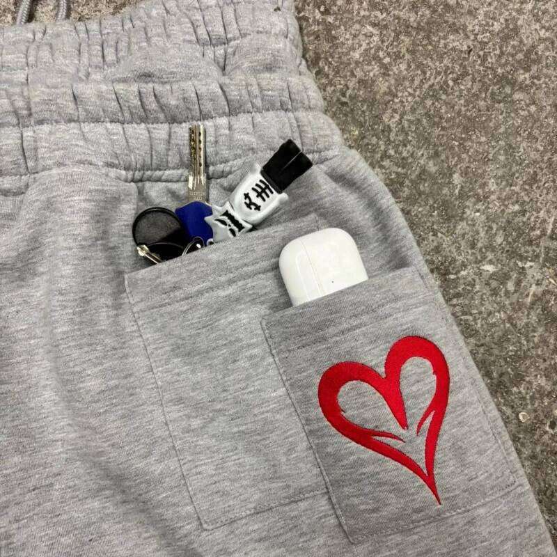 Y2K Double Waist Jogging Poker Embroidery Pattern Sagging Pants Men Women Goth Hip Hop Streetwear Unisex Baggy Sweatpants