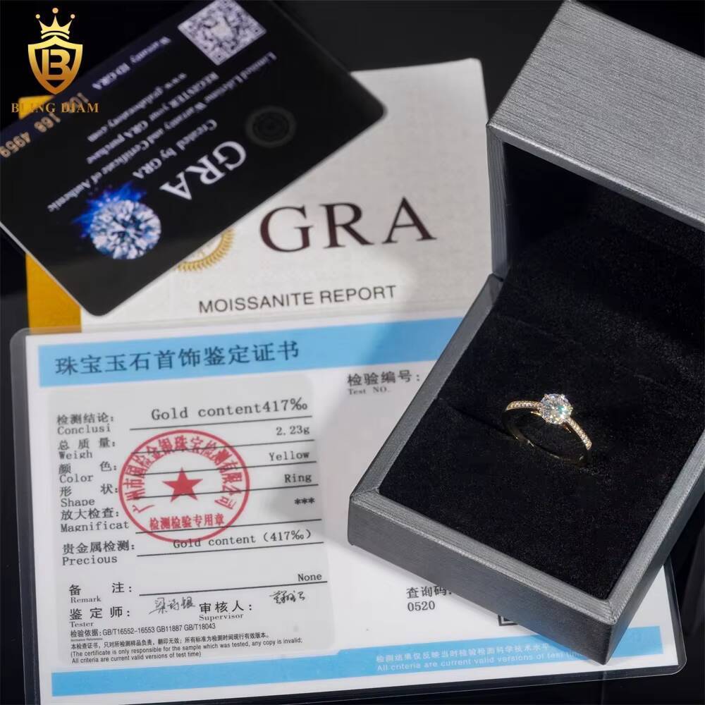 White Real Gold VVS Moissanite 10K Engagement Wedding Custom Rings Fashion Rings for Women