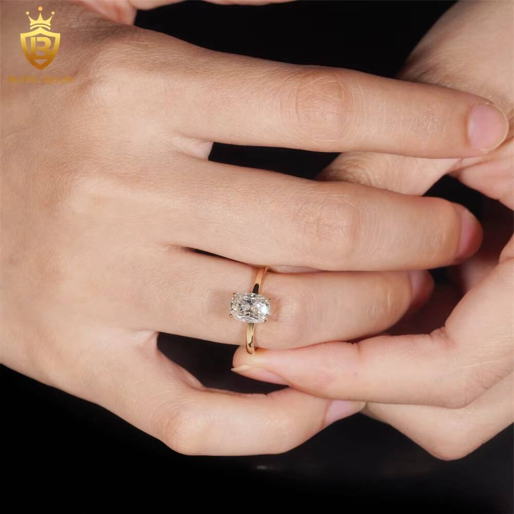 14K VVS Moissanite Diamond Engagement Ring Pass Diamond Tester 14K Yellow Gold Wedding Ring