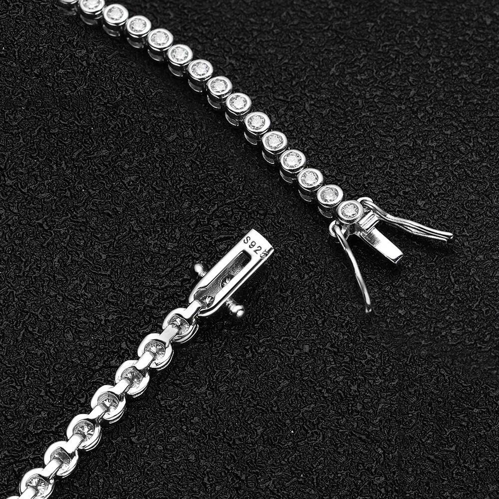 Bezel Set 2/3mm Moissanite Tennis Bracelet for Woman Men Round Bubble Lab Diamond Bracelet S925 Silver Hiphop Party Jewelry Gift