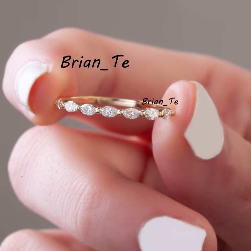 Popular Moissanite Ring Women DEF VVS Marquise Cut Wedding Gift Women Eternity 10k Gold Moissanite Ring