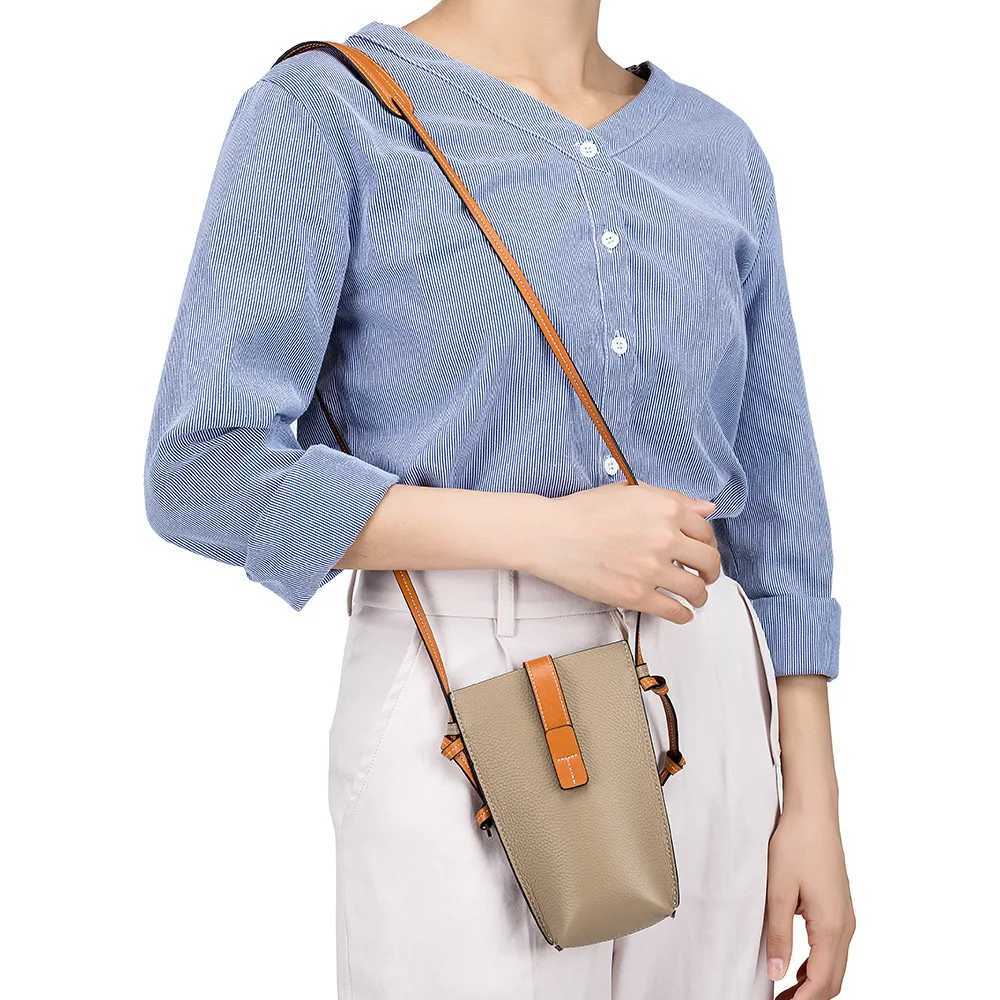 100% Genuine Leather Shoulder Bags For Women Bucket Small Crossbody Designer Handbag Female Solid Color Messenger Y250819