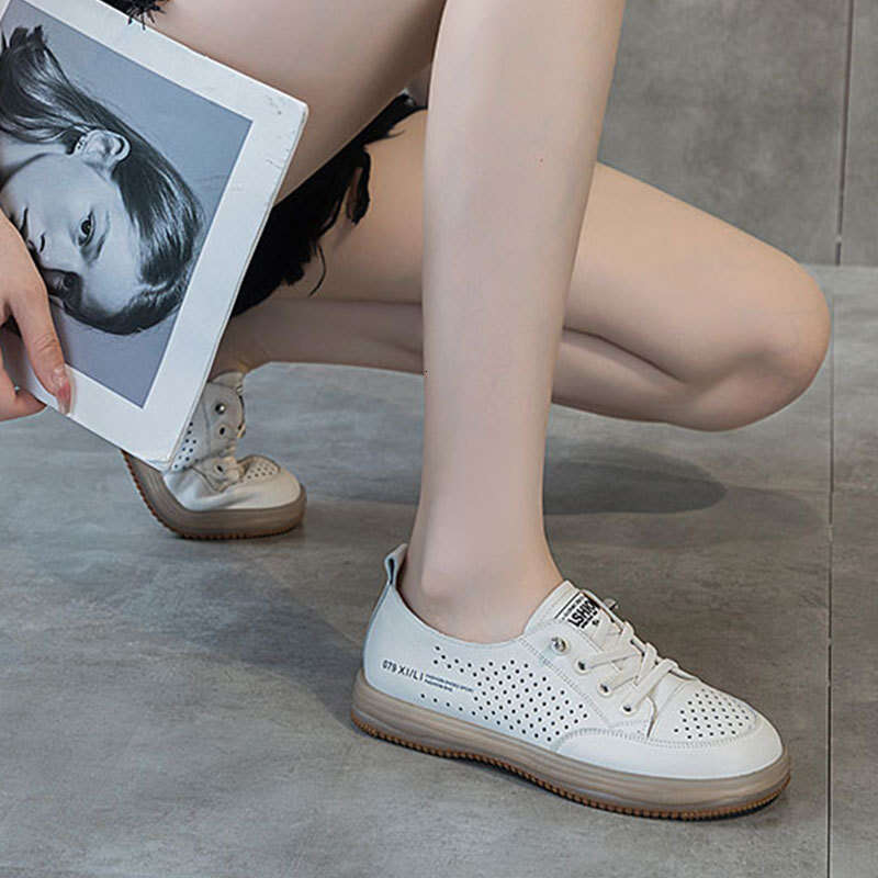 First Layer Cowhide Shallow Mouth White for Women 2025 New Summer Autumn Versatile Flat Slip-On Soft Sole Casual Single Shoes