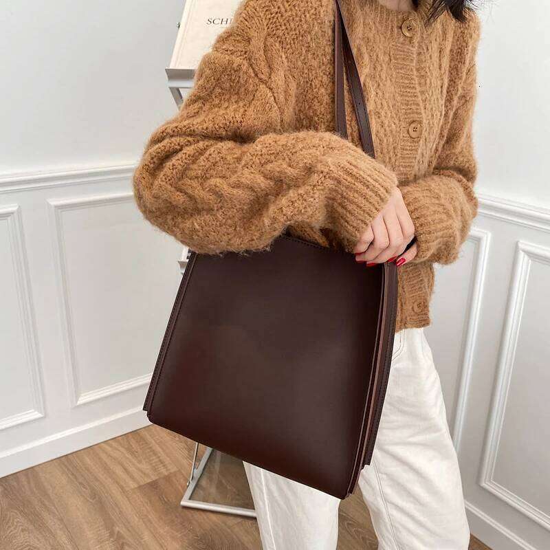 Quality Tote Shoulder Leather Handbag Designer Totes Large Capacity Solid Color Shopper Bag Women Bolsos
