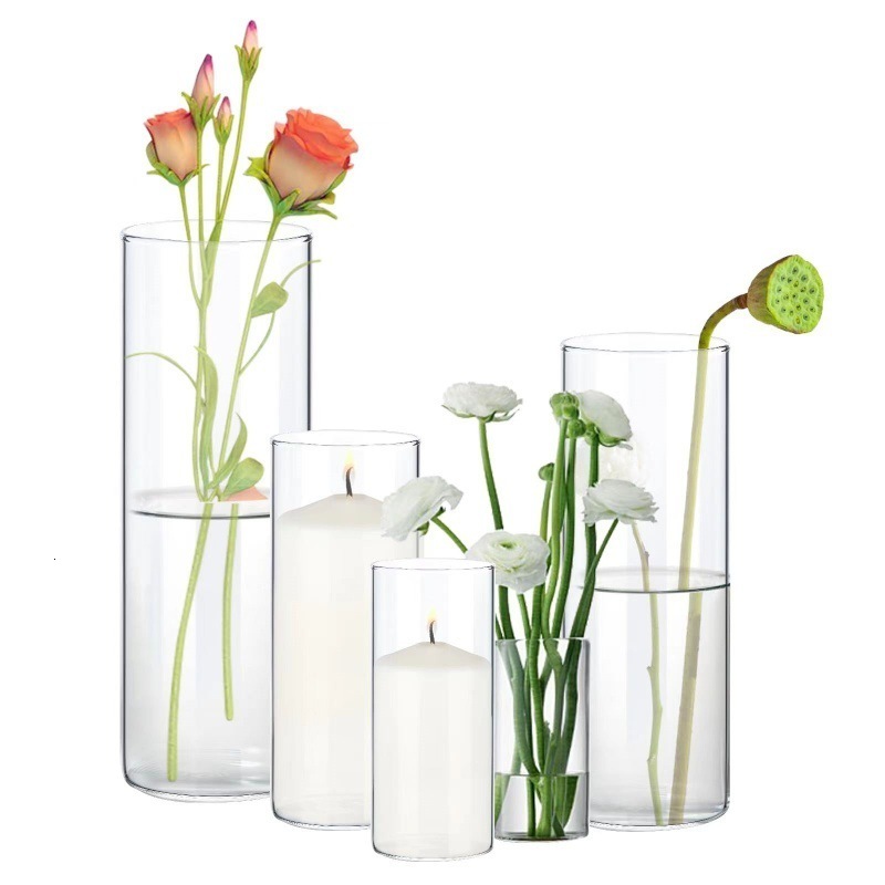 Glass Cylinder Vase 55 British bottles 6 Tall Clear Hurricane Candle Holder for Wedding Party Home Decor 250420