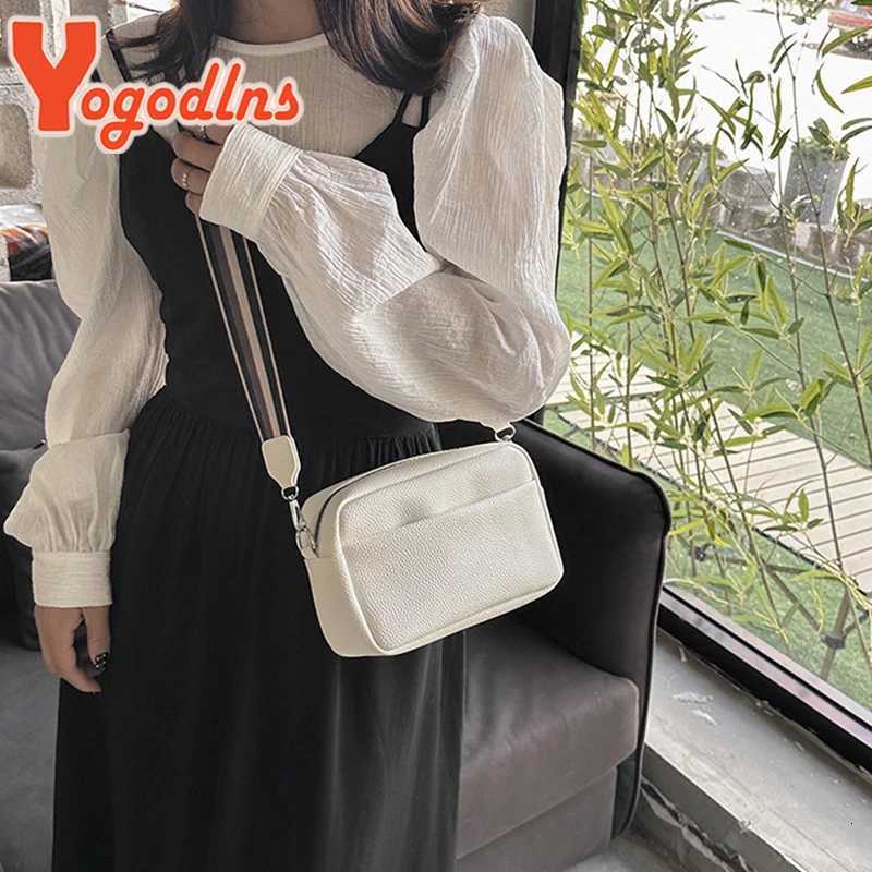 Yogodlns Wide Shoulder Strap Small Square Bag Pu Leather Shoulder Crossbody Bags For Women Trendy Messenger Bag Handbags Y250819