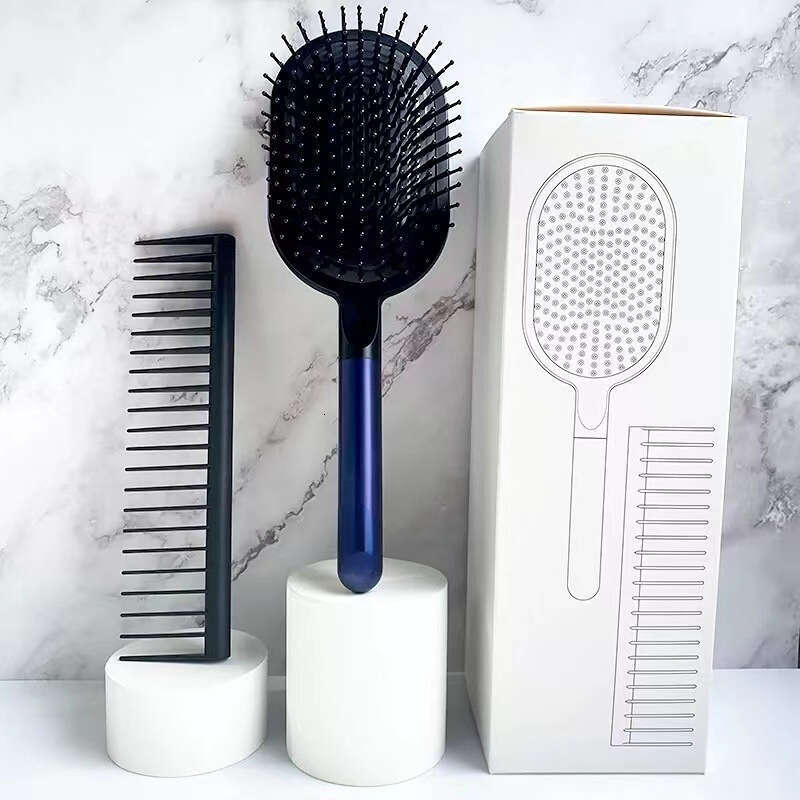 Women's Long Straightening Curling Air Cushion Scalp Massage Hair Styling Brush Two-Piece Set